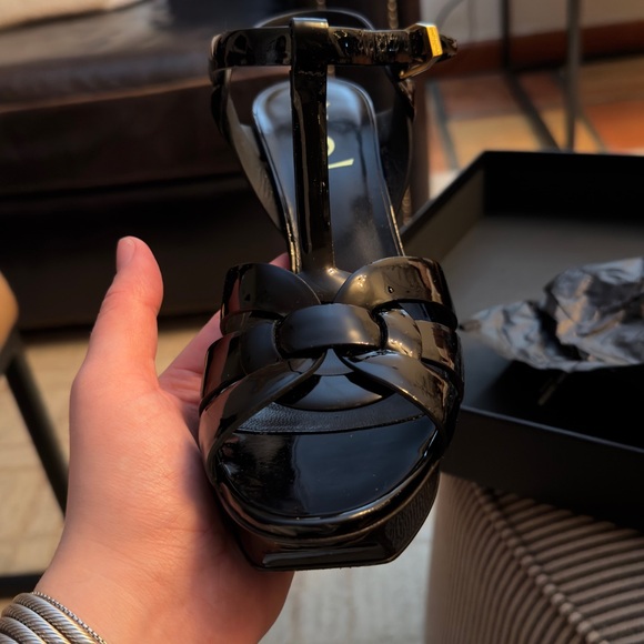 Saint Laurent tribute T-strap platform sandal heels - Picture 12 of 16